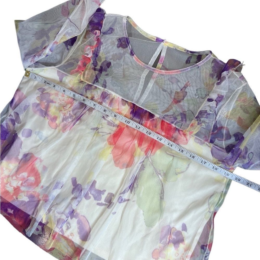 (NWT) Mimi Chica ruffled sheer cropped blouse ivory floral size medium - Picture 16 of 16